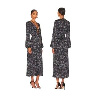 NWT AFRM Womens Floral Print Satin Size Large sexy Maxi Dress #281